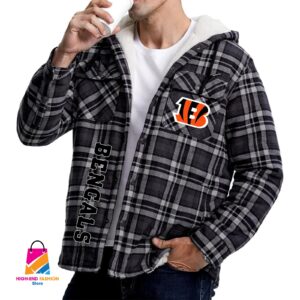 Cincinnati Bengals NFL Style Zip Fleece Flannel Jacket For Fans