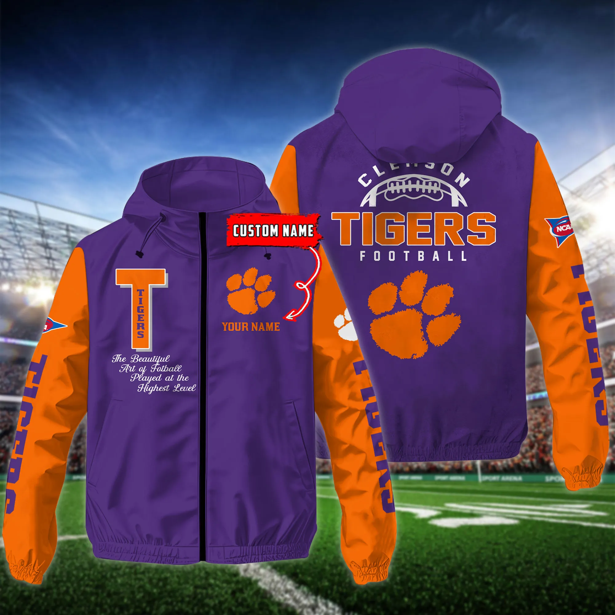 Clemson Tigers NCAA Personalized Style Windbreaker Jacket For Fans
