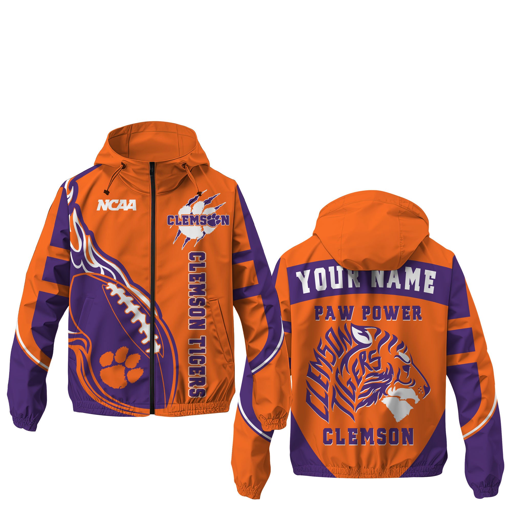 Clemson Tigers NCAA Style Windbreaker Jacket For Fans
