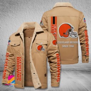 Cleveland Browns NFL Style Fleece Thermal Cotton Jacket For Fans