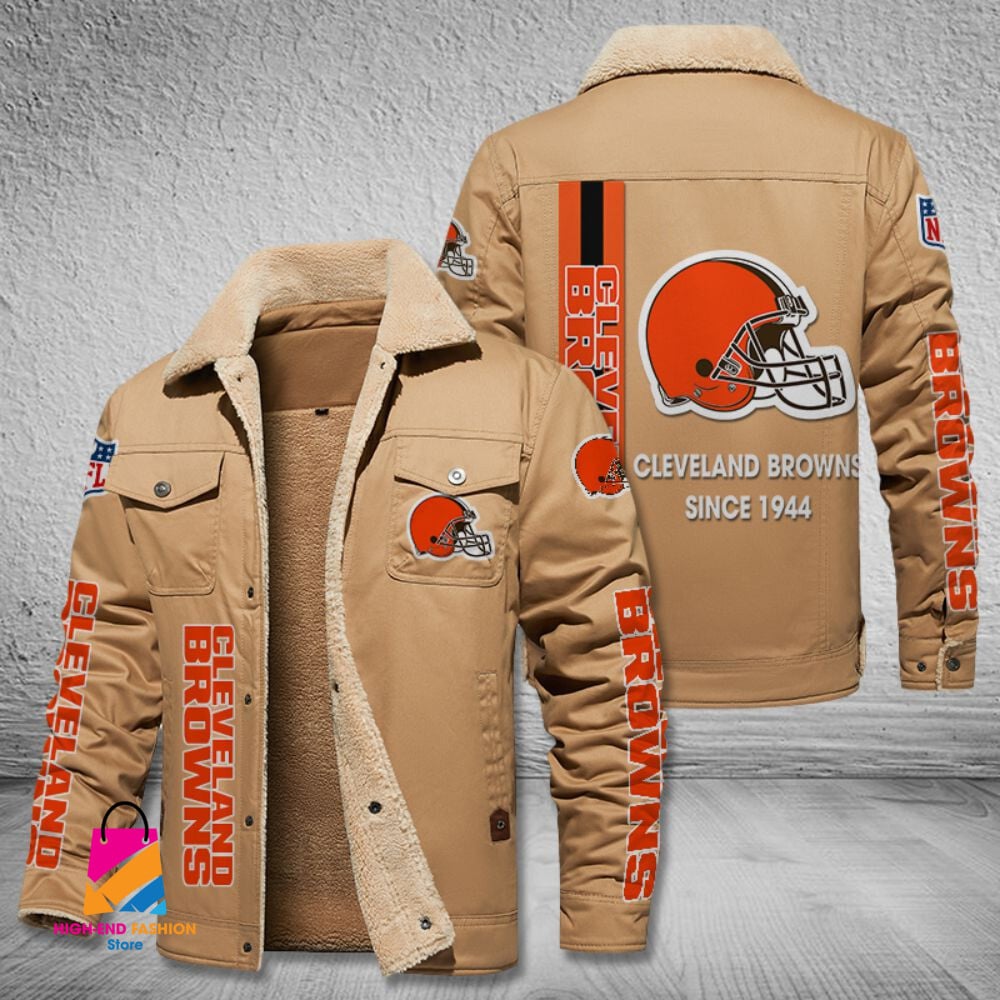 Cleveland Browns NFL Style Fleece Thermal Cotton Jacket For Fans
