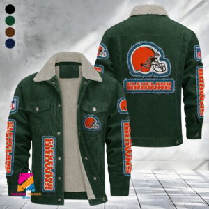 Cleveland Browns NFL Style Fleece Thermal Cotton Jacket For Fans