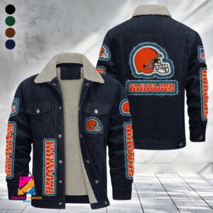 Cleveland Browns NFL Style Fleece Thermal Cotton Jacket For Fans