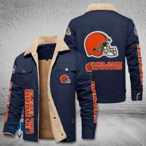 Cleveland Browns NFL Style Fleece Thermal Cotton Jacket For Fans