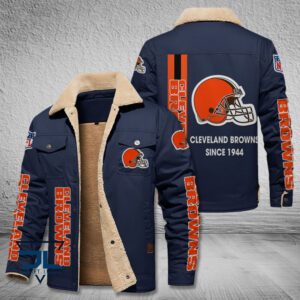 Cleveland Browns NFL Style Fleece Thermal Cotton Jacket For Fans