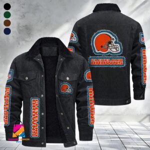 Cleveland Browns NFL Style Fleece Thermal Cotton Jacket For Fans