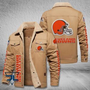 Cleveland Browns NFL Style Fleece Thermal Cotton Jacket For Fans