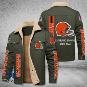 Cleveland Browns NFL Style Fleece Thermal Cotton Jacket For Fans