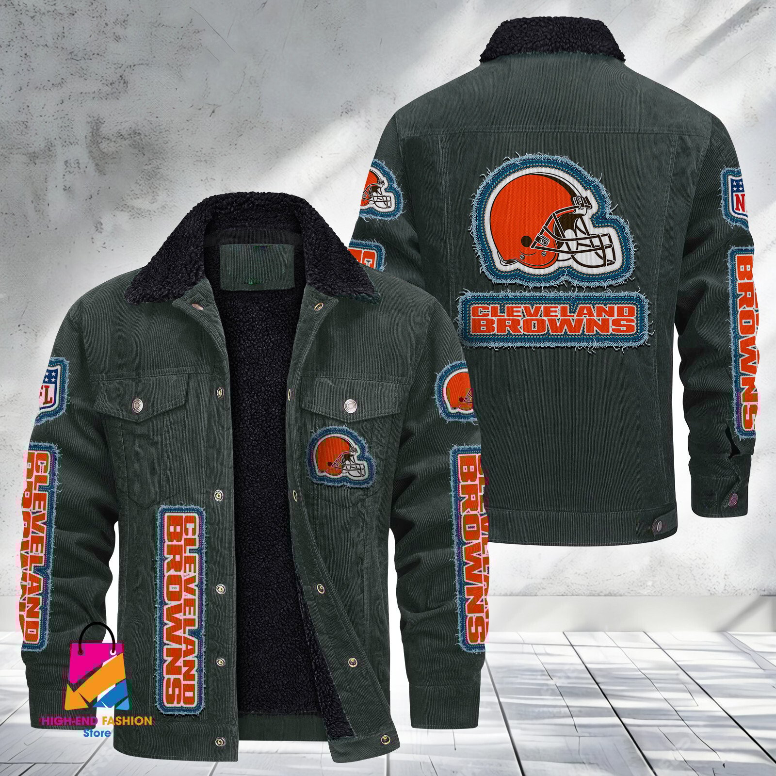 Cleveland Browns NFL Style Fleece Thermal Cotton Jacket For Fans