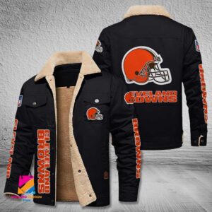 Cleveland Browns NFL Style Fleece Thermal Cotton Jacket For Fans