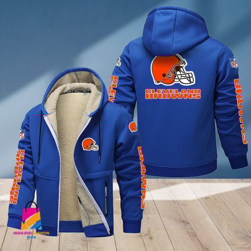 Cleveland Browns NFL Style Fleece Zip Hoodie Jacket For Fans