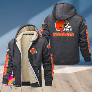 Cleveland Browns NFL Style Fleece Zip Hoodie Jacket For Fans