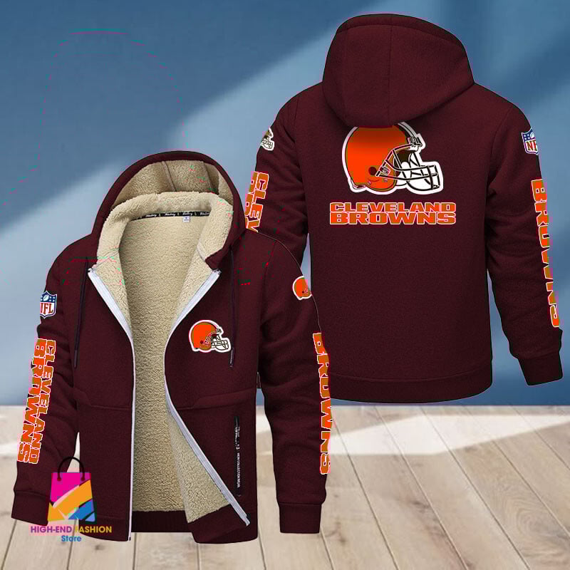Cleveland Browns NFL Style Fleece Zip Hoodie Jacket For Fans