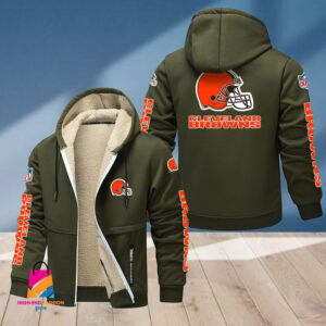 Cleveland Browns NFL Style Fleece Zip Hoodie Jacket For Fans