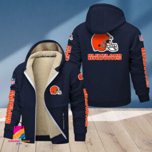 Cleveland Browns NFL Style Fleece Zip Hoodie Jacket For Fans