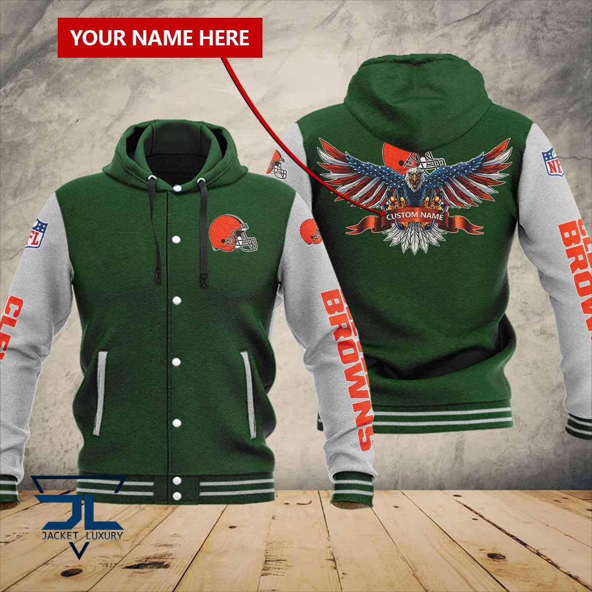Cleveland Browns NFL Style Hooded Baseball Jacket For Fan