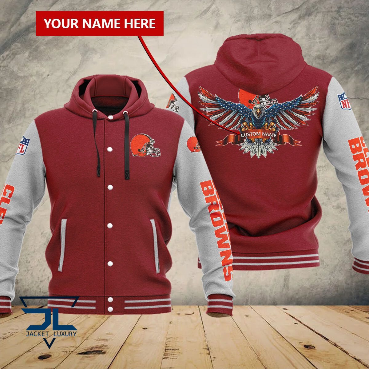 Cleveland Browns NFL Style Hooded Baseball Jacket For Fan