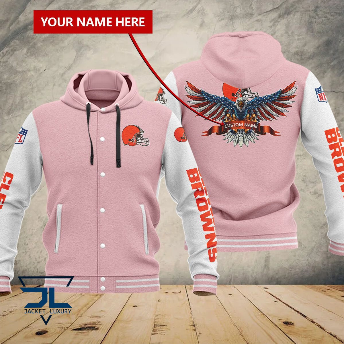 Cleveland Browns NFL Style Hooded Baseball Jacket For Fan