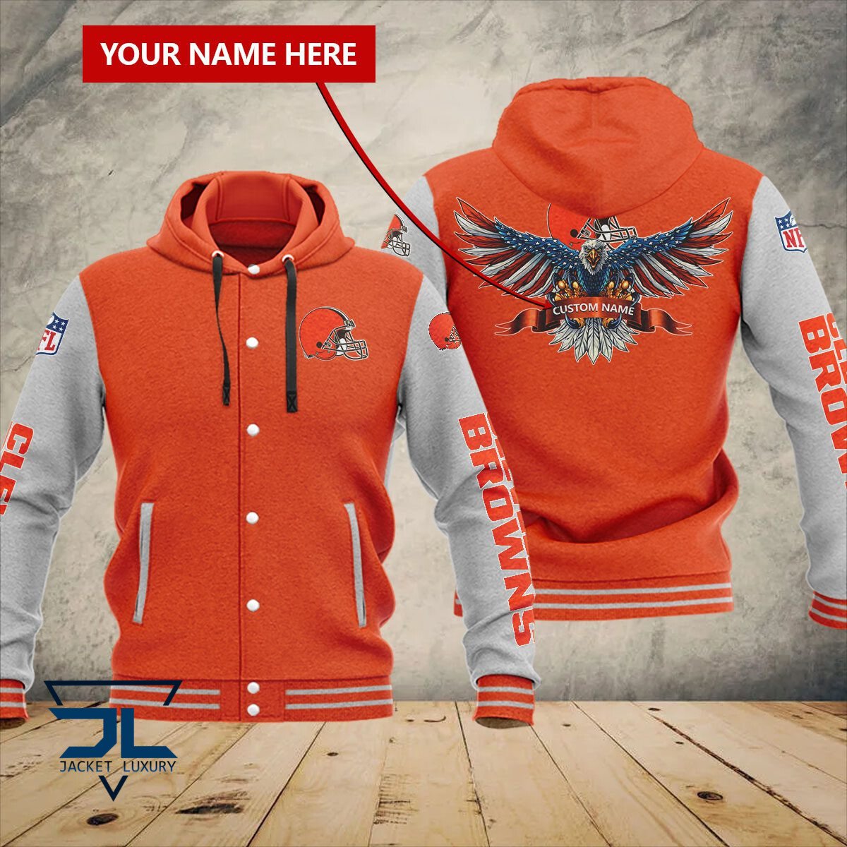 Cleveland Browns NFL Style Hooded Baseball Jacket For Fan