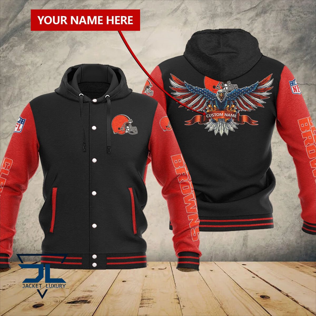 Cleveland Browns NFL Style Hooded Baseball Jacket For Fan