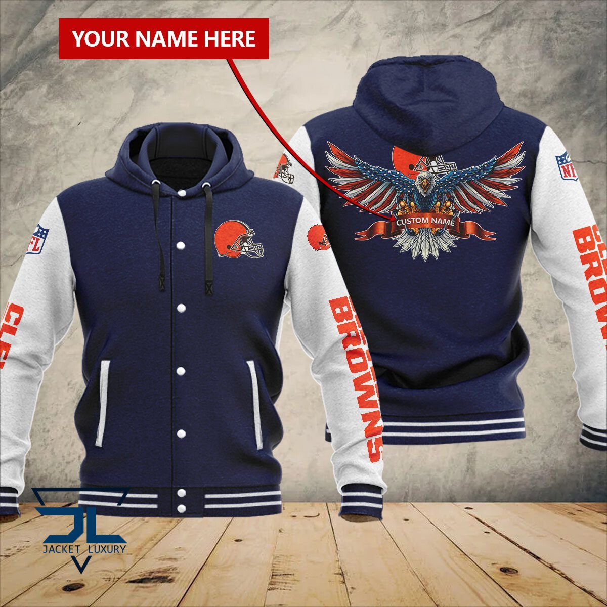 Cleveland Browns NFL Style Hooded Baseball Jacket For Fan