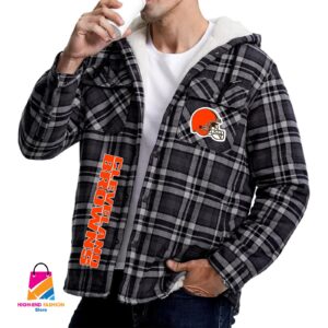 Cleveland Browns NFL Style Zip Fleece Flannel Jacket For Fans
