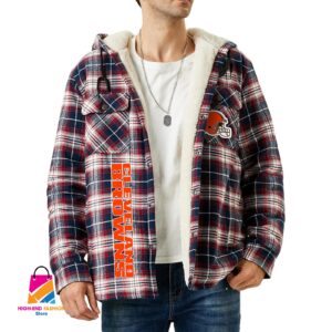 Cleveland Browns NFL Style Zip Fleece Flannel Jacket For Fans