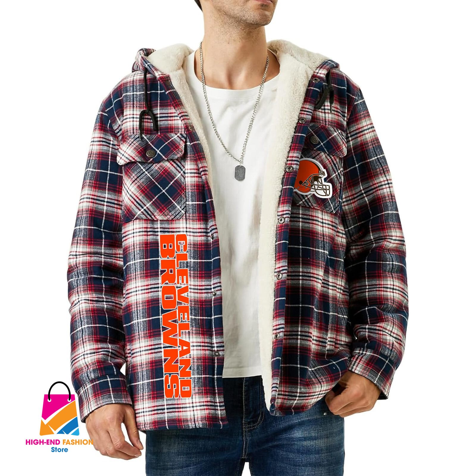 Cleveland Browns NFL Style Zip Fleece Flannel Jacket For Fans