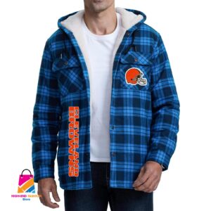Cleveland Browns NFL Style Zip Fleece Flannel Jacket For Fans