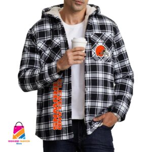 Cleveland Browns NFL Style Zip Fleece Flannel Jacket For Fans