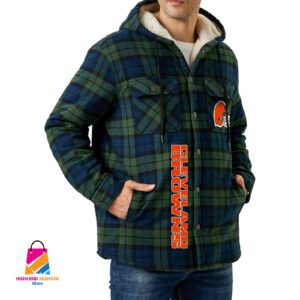 Cleveland Browns NFL Style Zip Fleece Flannel Jacket For Fans