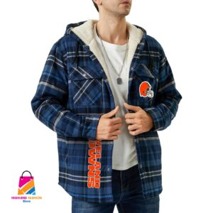 Cleveland Browns NFL Style Zip Fleece Flannel Jacket For Fans
