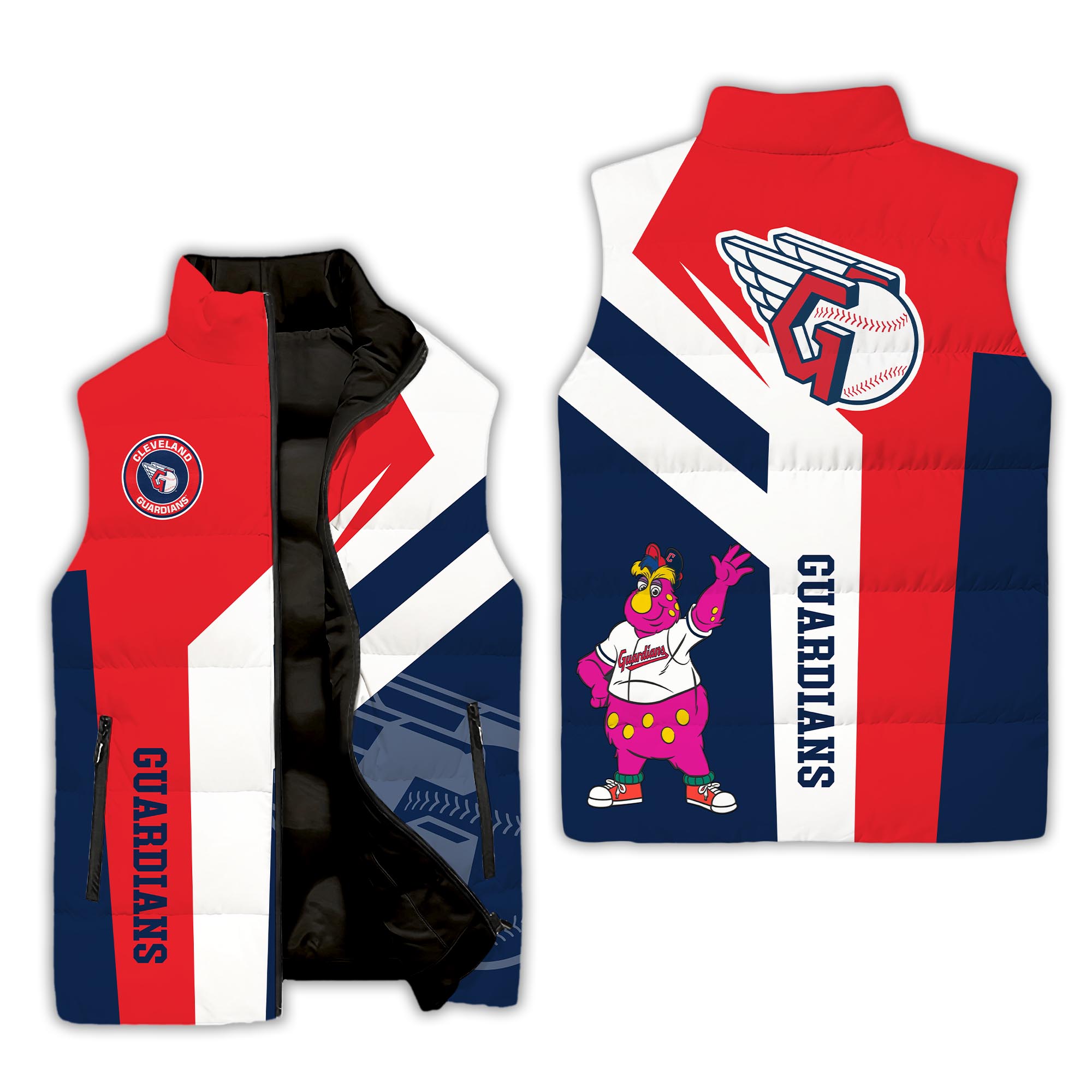Cleveland Guardians MLB Style Sleeveless Puffer Jacket For Fans
