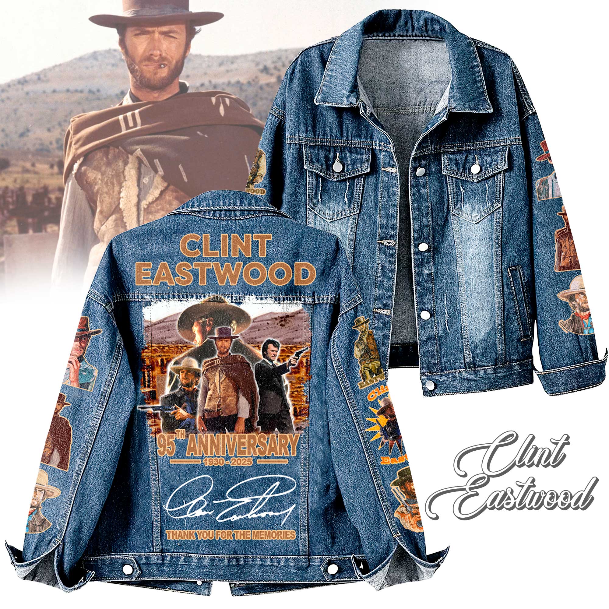 Clint Eastwood Actor Denim Jacket Gift For Fans