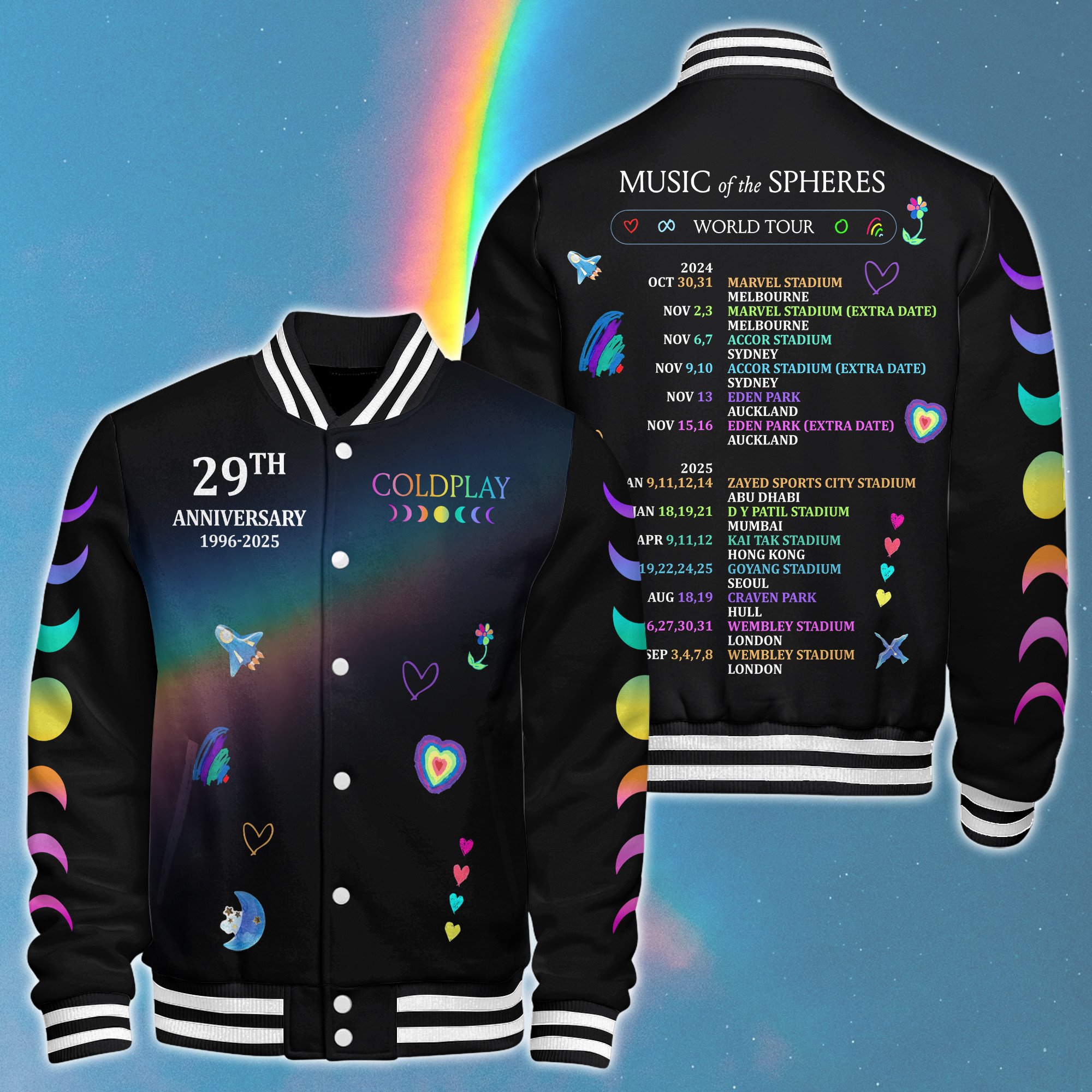 Coldplay Music Style Baseball Jacket For Fans