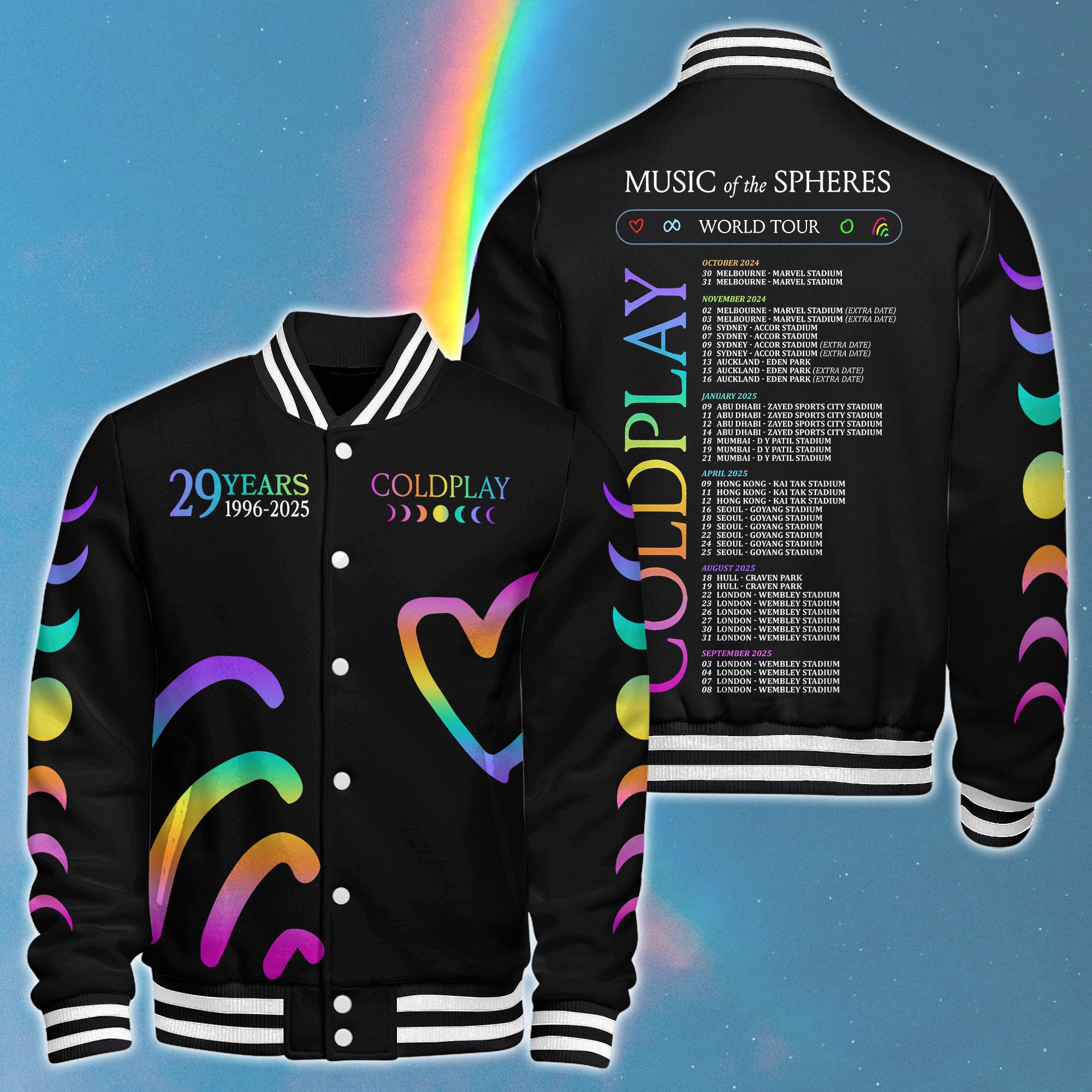 COLDPLAY Music Style Baseball Jacket For Fans
