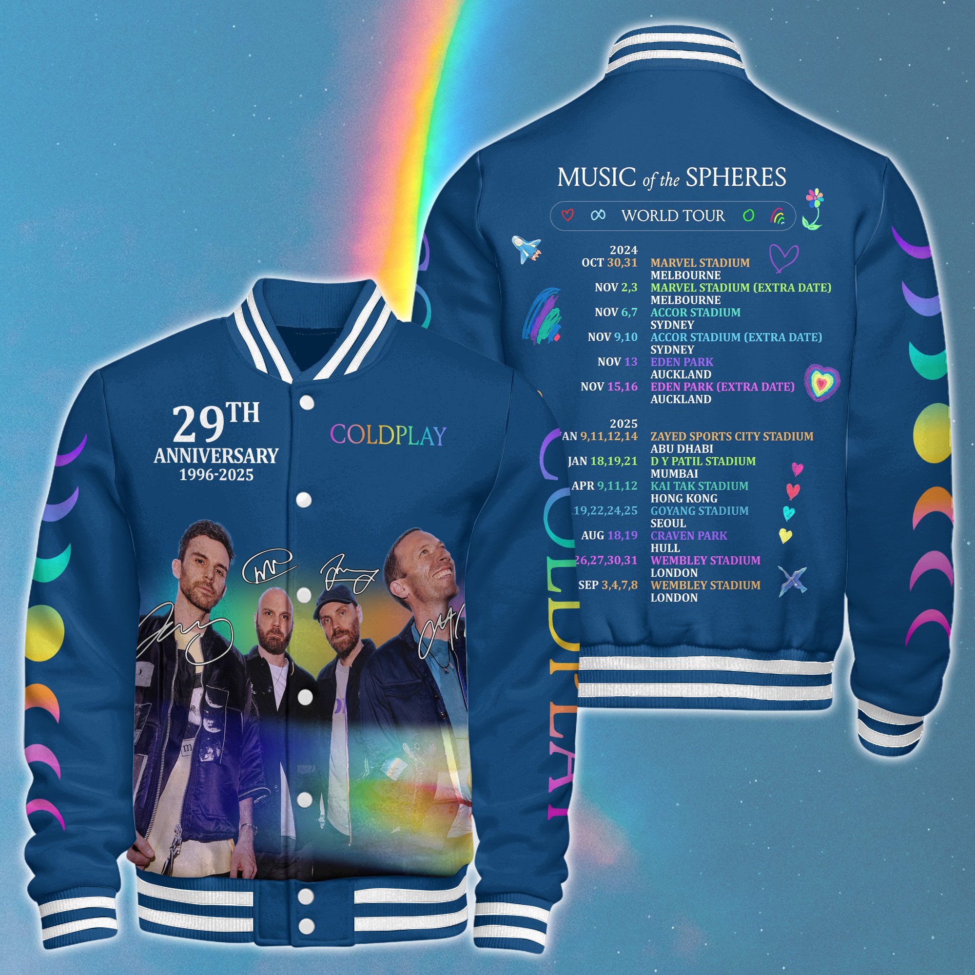 COLDPLAY Music Style Baseball Jacket For Fans