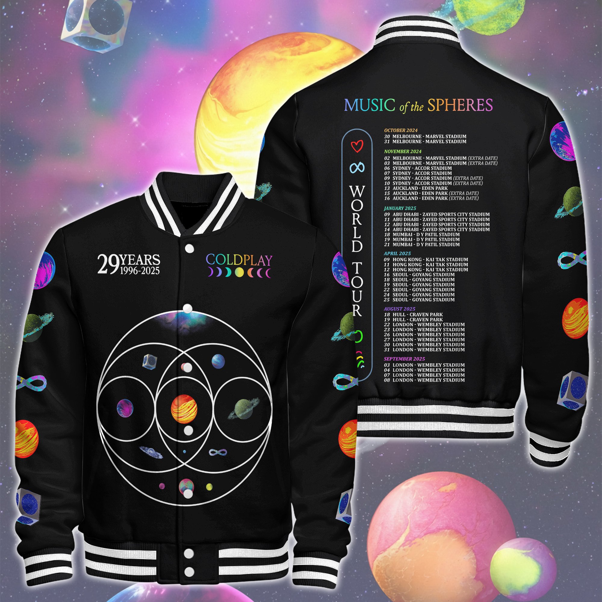 COLDPLAY Music Style Baseball Jacket For Fans