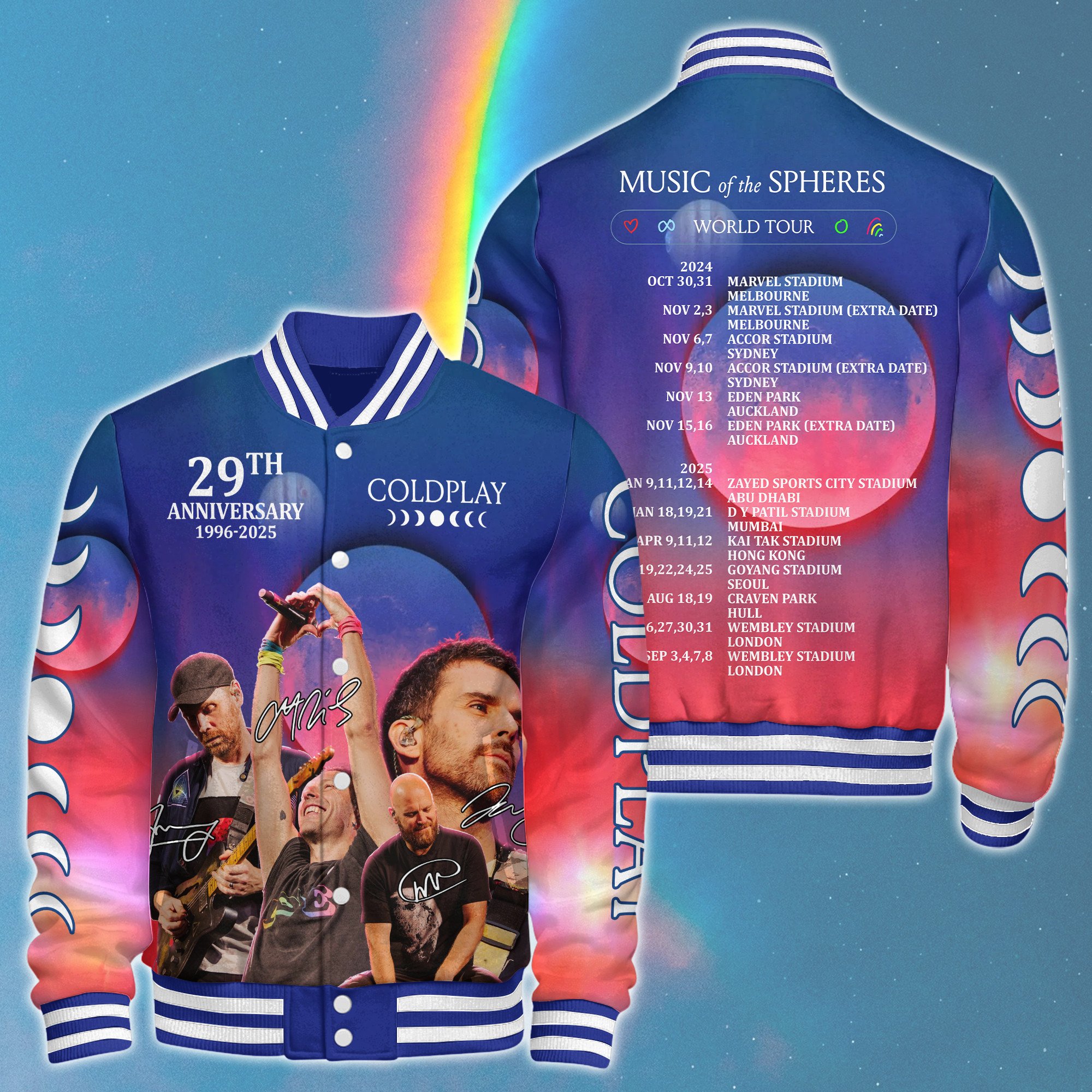 COLDPLAY Music Style Baseball Jacket For Fans