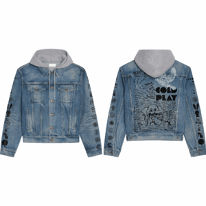 Coldplay Music Style Hooded Denim Jacket For Fans