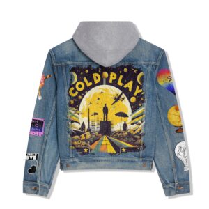 Coldplay Music Style Hooded Denim Jacket For Fans