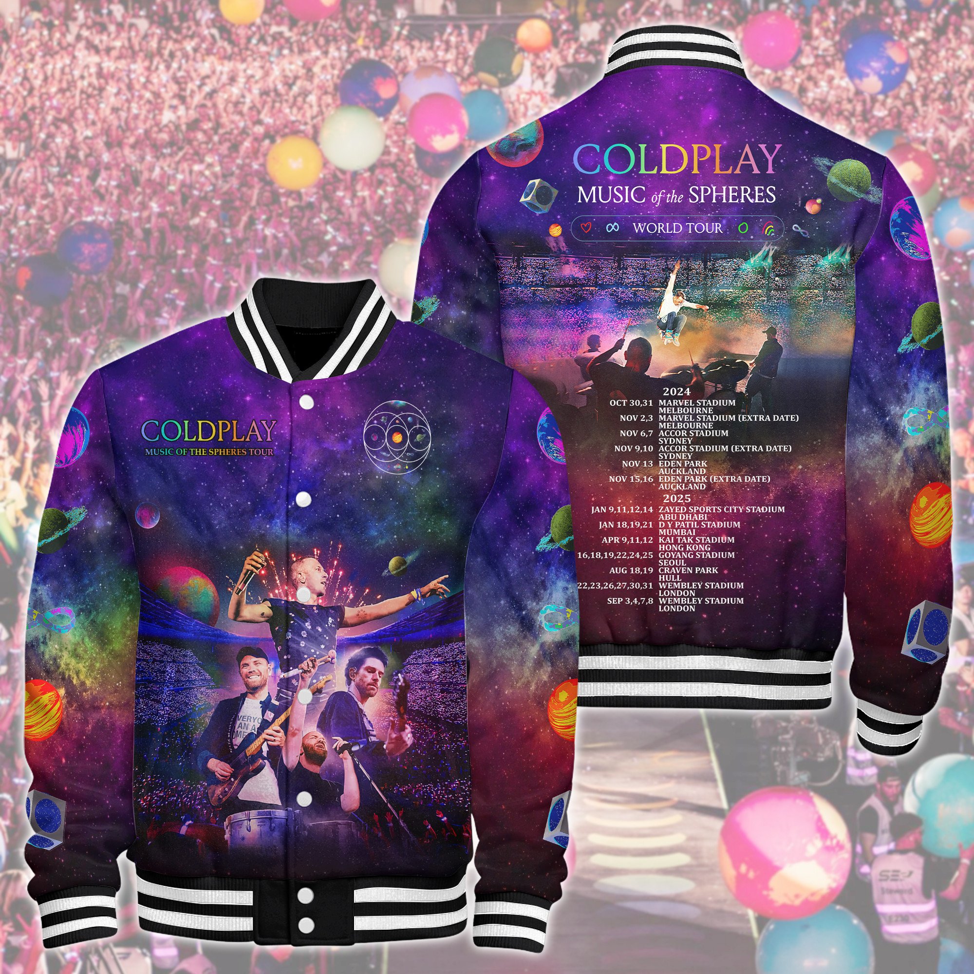 COLDPLAY x Chrismast Music Style Baseball Jacket For Fans