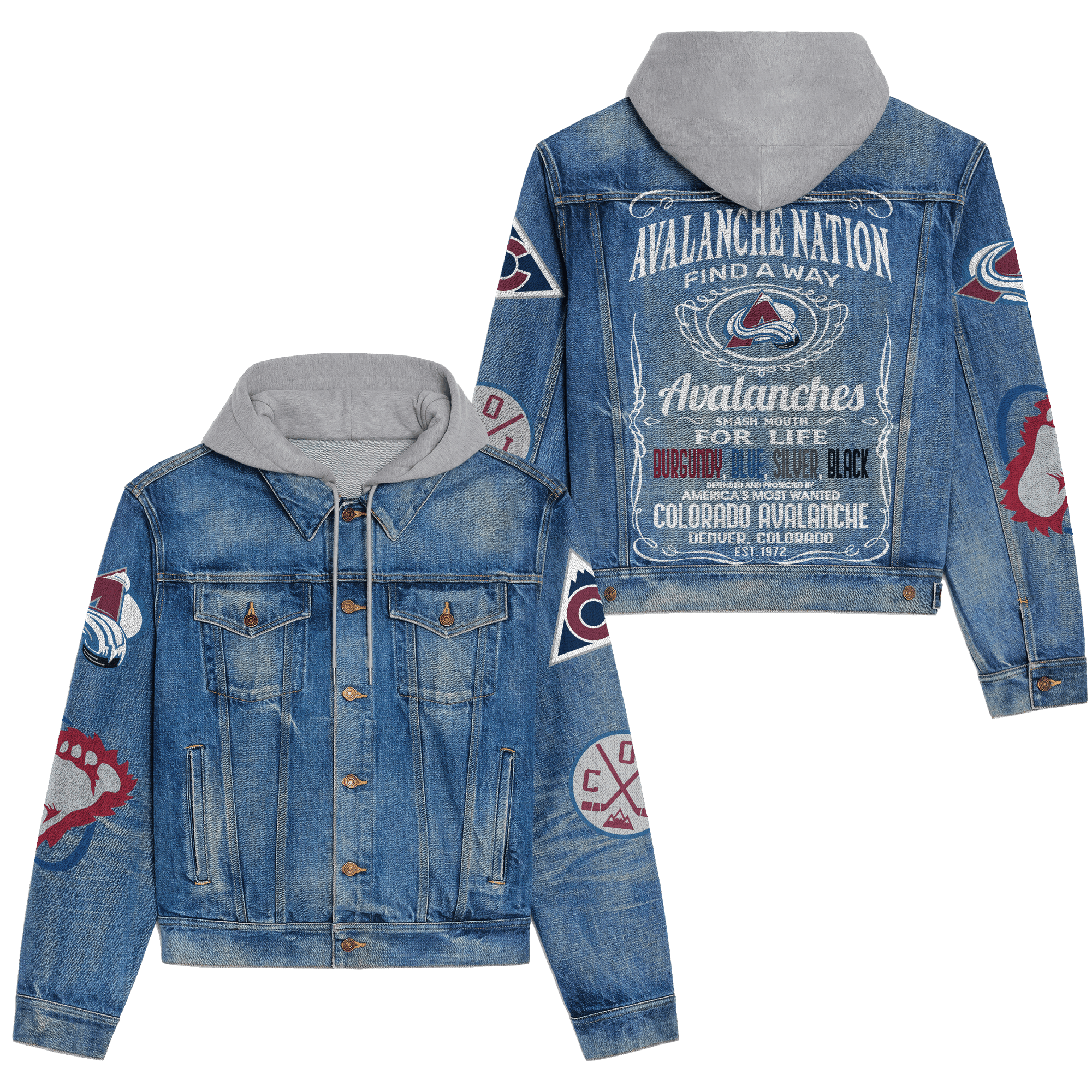 Colorado Avalanche NHL Style Hooded Denim Jacket For Fans