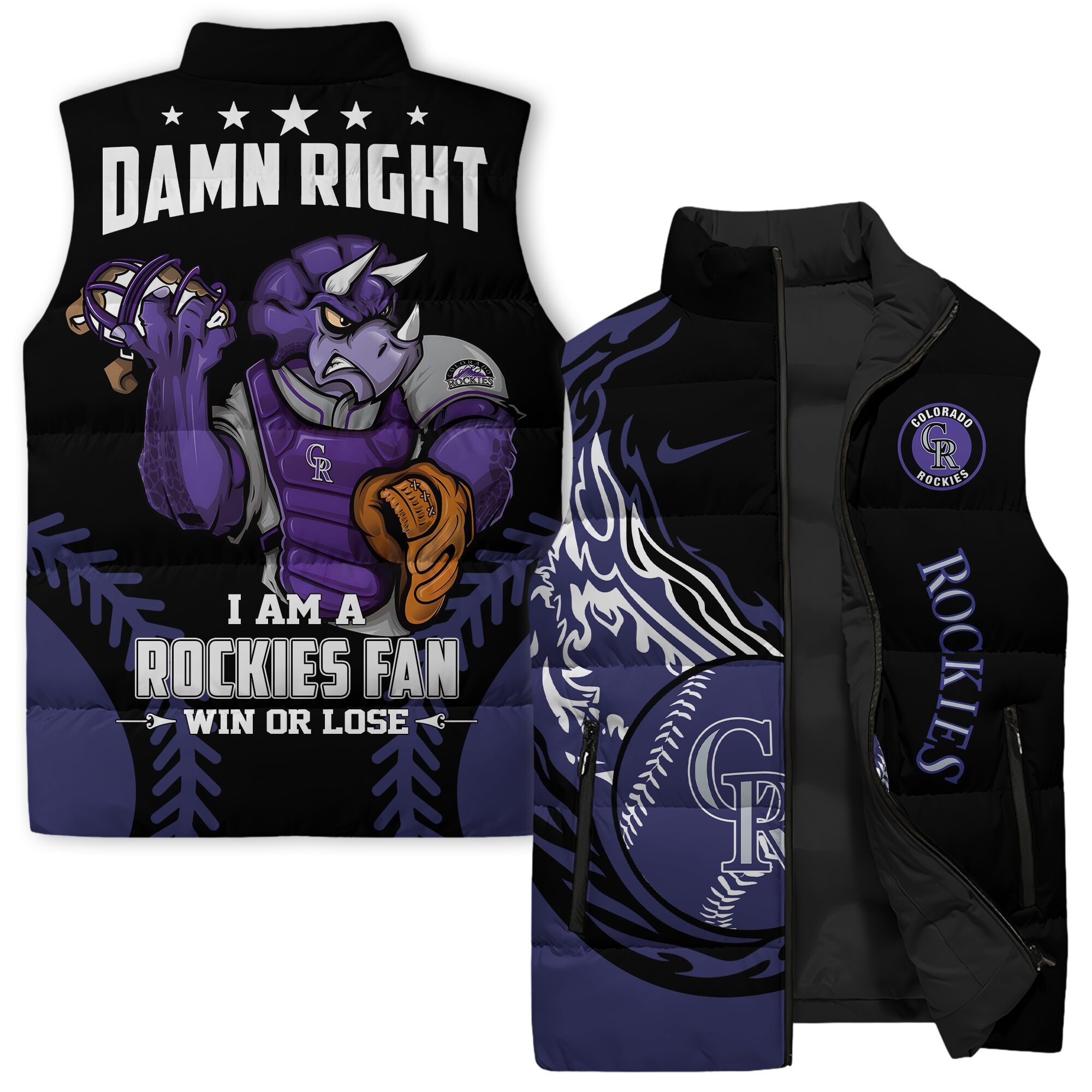 Colorado Rockies MLB Style Sleeveless Puffer Jacket For Fans