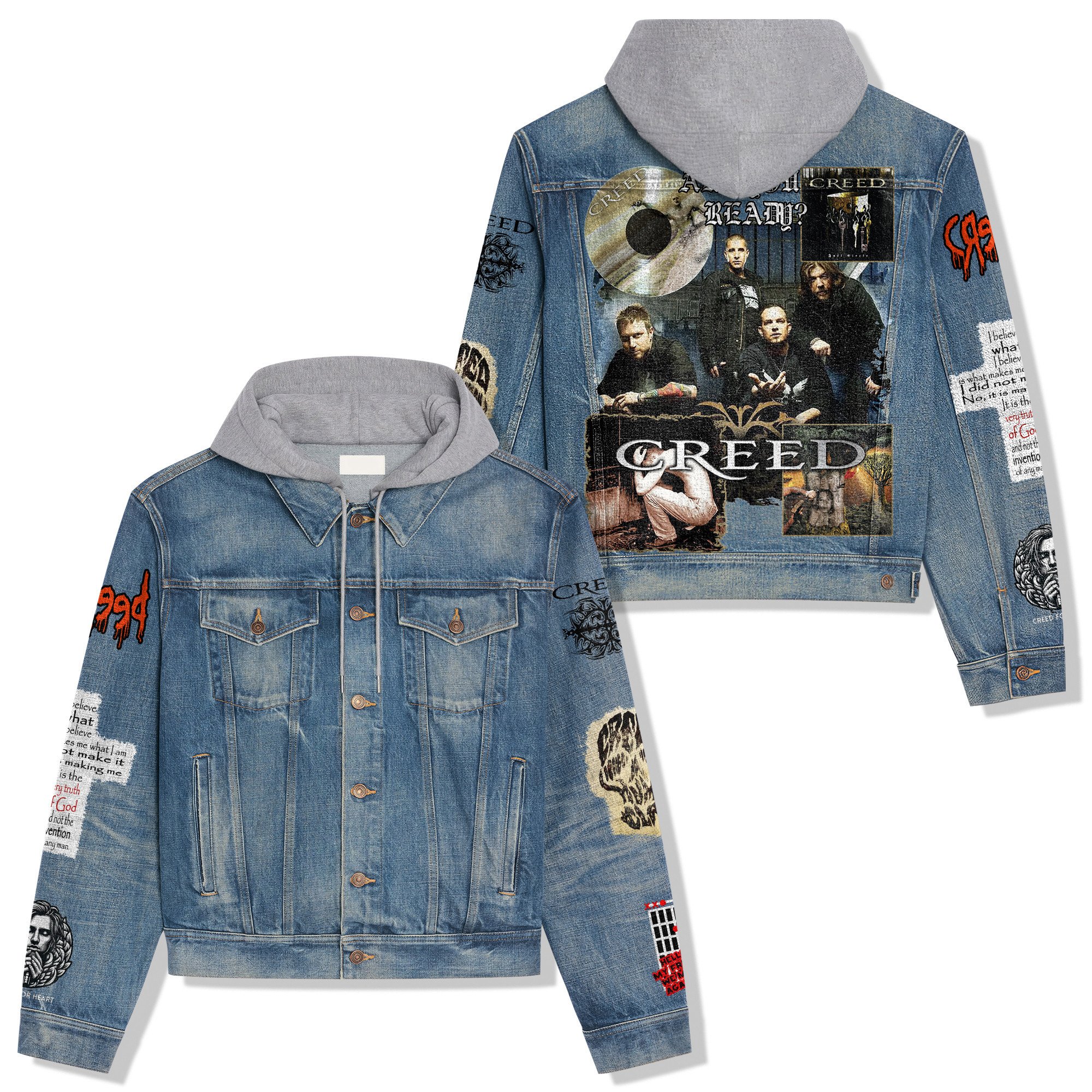 Creed Band Music Style Hooded Denim Jacket For Fans