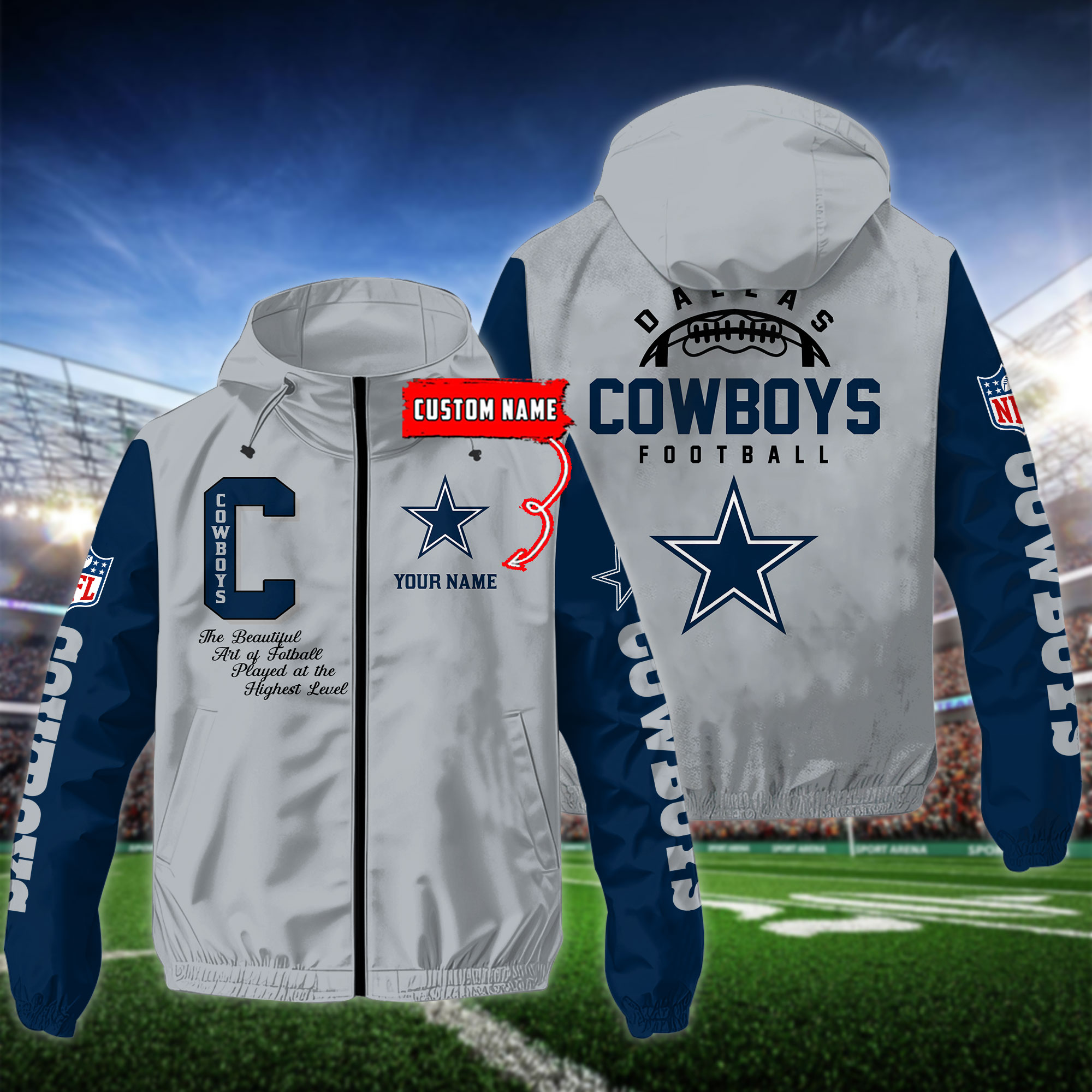 Dallas Cowboys NFL Personalized Style Windbreaker Jacket For Fans