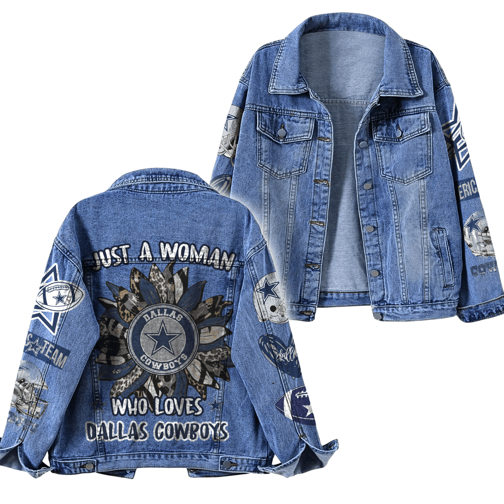 Dallas Cowboys NFL Style Denim Jacket For Fans