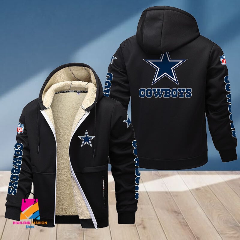 Dallas Cowboys NFL Style Fleece Zip Hoodie Jacket For Fans