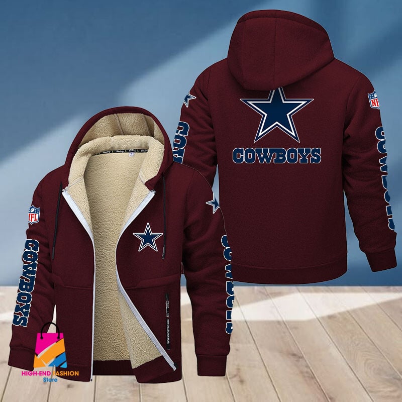 Dallas Cowboys NFL Style Fleece Zip Hoodie Jacket For Fans