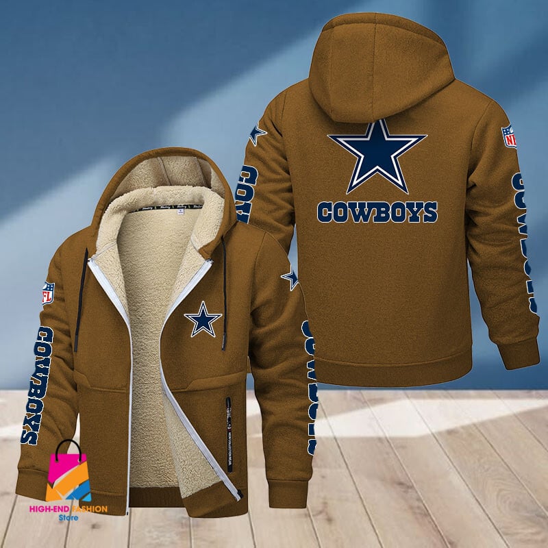 Dallas Cowboys NFL Style Fleece Zip Hoodie Jacket For Fans